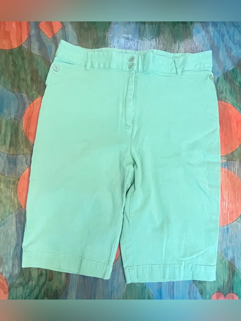 JW Division of Junction West Womens Mint Green Bermuda Shorts Size 12 Pull On Po